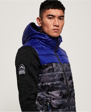 Superdry Storm Hybrid Camo Block Cipzár Férfi Kapucnis Pulóver Fekete | FCPDG7398